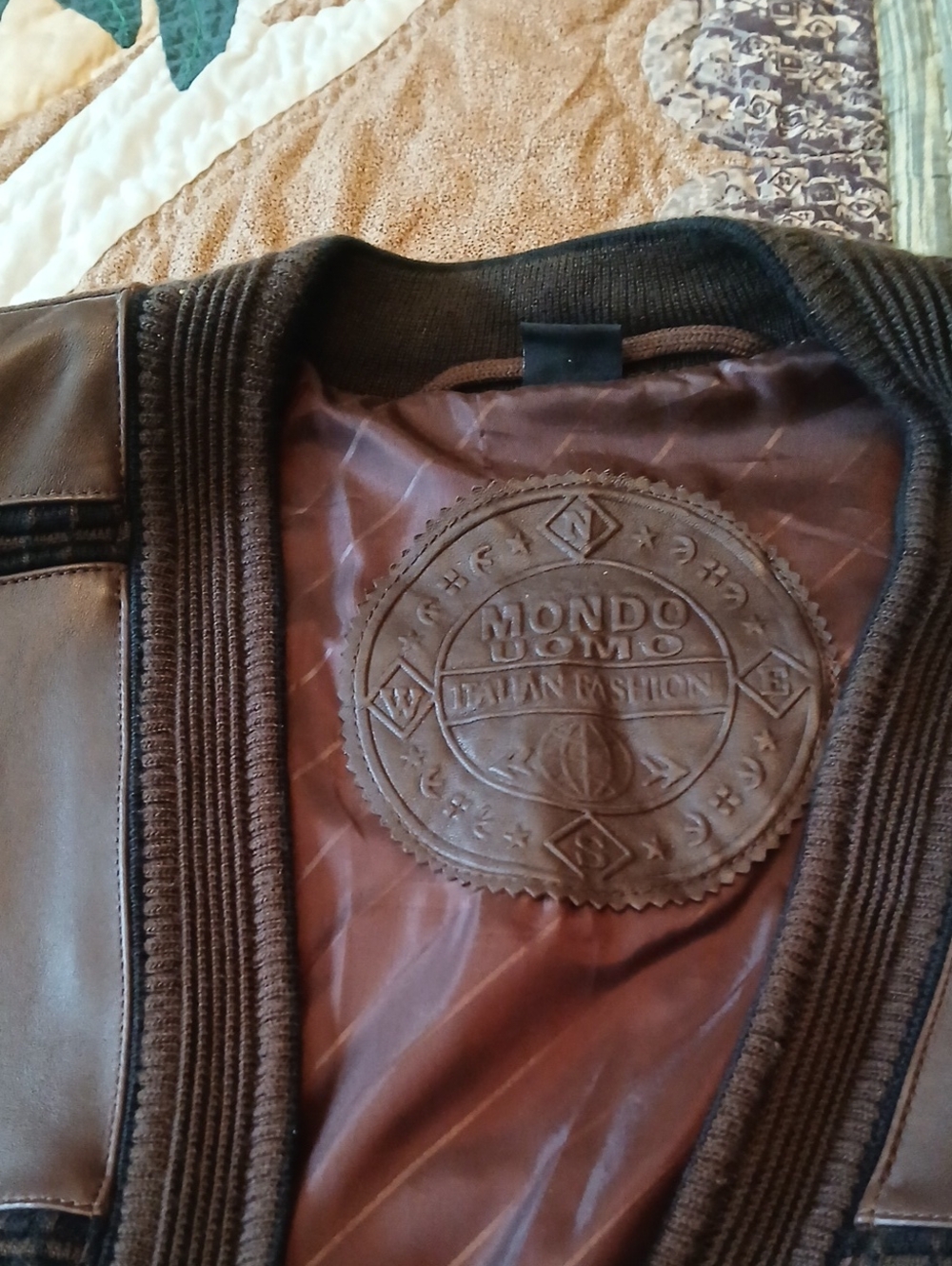 Brown Leather Bomber Jacket
